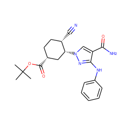 CC(C)(C)OC(=O)[C@@H]1CC[C@H](C#N)[C@H](n2cc(C(N)=O)c(Nc3ccccc3)n2)C1 ZINC000221231590