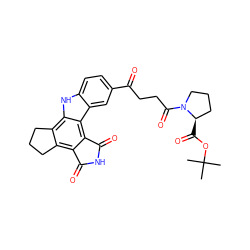 CC(C)(C)OC(=O)[C@@H]1CCCN1C(=O)CCC(=O)c1ccc2[nH]c3c4c(c5c(c3c2c1)C(=O)NC5=O)CCC4 ZINC000082157897