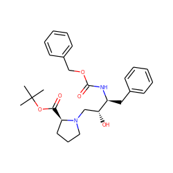 CC(C)(C)OC(=O)[C@@H]1CCCN1C[C@@H](O)[C@H](Cc1ccccc1)NC(=O)OCc1ccccc1 ZINC000013453415