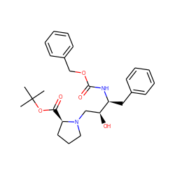 CC(C)(C)OC(=O)[C@@H]1CCCN1C[C@H](O)[C@H](Cc1ccccc1)NC(=O)OCc1ccccc1 ZINC000027411349