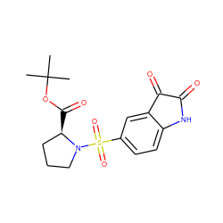 CC(C)(C)OC(=O)[C@@H]1CCCN1S(=O)(=O)c1ccc2c(c1)C(=O)C(=O)N2 ZINC000013863060