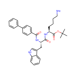 CC(C)(C)OC(=O)[C@H](CCCCN)NC(=O)[C@H](Cc1c[nH]c2ccccc12)NC(=O)c1ccc(-c2ccccc2)cc1 ZINC000014140917