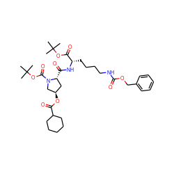 CC(C)(C)OC(=O)[C@H](CCCCNC(=O)OCc1ccccc1)NC(=O)[C@@H]1C[C@@H](OC(=O)C2CCCCC2)CN1C(=O)OC(C)(C)C ZINC000072178932