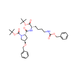 CC(C)(C)OC(=O)[C@H](CCCCNC(=O)OCc1ccccc1)NC(=O)[C@@H]1C[C@@H](OCc2ccccc2)CN1C(=O)OC(C)(C)C ZINC000064585964