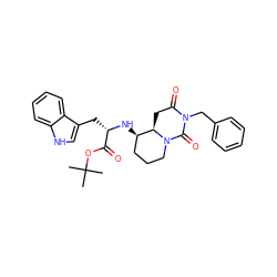 CC(C)(C)OC(=O)[C@H](Cc1c[nH]c2ccccc12)N[C@@H]1CCCN2C(=O)N(Cc3ccccc3)C(=O)C[C@H]12 ZINC000028460441