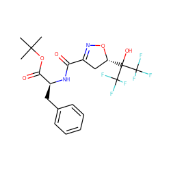 CC(C)(C)OC(=O)[C@H](Cc1ccccc1)NC(=O)C1=NO[C@H](C(O)(C(F)(F)F)C(F)(F)F)C1 ZINC000034637787