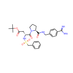 CC(C)(C)OC(=O)C[C@@H](NS(=O)(=O)Cc1ccccc1)C(=O)N1CCC[C@H]1C(=O)NCc1ccc(C(=N)N)cc1 ZINC000072178670