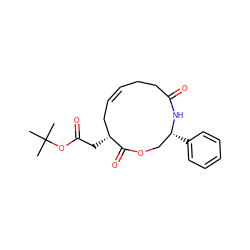 CC(C)(C)OC(=O)C[C@@H]1C/C=C/CCC(=O)N[C@H](c2ccccc2)COC1=O ZINC000095575952