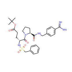 CC(C)(C)OC(=O)CC[C@@H](NS(=O)(=O)Cc1ccccc1)C(=O)N1CCC[C@H]1C(=O)NCc1ccc(C(=N)N)cc1 ZINC000072178669