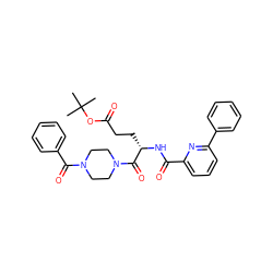 CC(C)(C)OC(=O)CC[C@H](NC(=O)c1cccc(-c2ccccc2)n1)C(=O)N1CCN(C(=O)c2ccccc2)CC1 ZINC000049761778