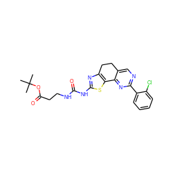 CC(C)(C)OC(=O)CCNC(=O)Nc1nc2c(s1)-c1nc(-c3ccccc3Cl)ncc1CC2 ZINC000206644071