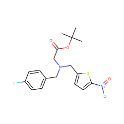 CC(C)(C)OC(=O)CN(Cc1ccc(F)cc1)Cc1ccc([N+](=O)[O-])s1 ZINC000084690001