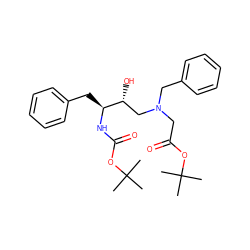 CC(C)(C)OC(=O)CN(Cc1ccccc1)C[C@@H](O)[C@H](Cc1ccccc1)NC(=O)OC(C)(C)C ZINC000013740245