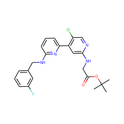 CC(C)(C)OC(=O)CNc1cc(-c2cccc(NCc3cccc(F)c3)n2)c(Cl)cn1 ZINC000169703778