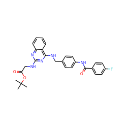 CC(C)(C)OC(=O)CNc1nc(NCc2ccc(NC(=O)c3ccc(F)cc3)cc2)c2ccccc2n1 ZINC000145575299