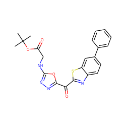 CC(C)(C)OC(=O)CNc1nnc(C(=O)c2nc3ccc(-c4ccccc4)cc3s2)o1 ZINC001772645345