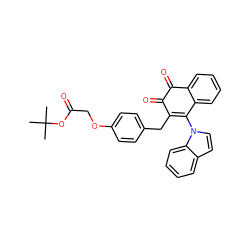 CC(C)(C)OC(=O)COc1ccc(CC2=C(n3ccc4ccccc43)c3ccccc3C(=O)C2=O)cc1 ZINC000029561164