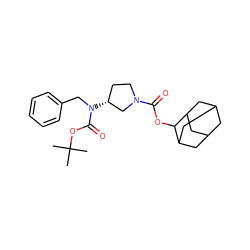 CC(C)(C)OC(=O)N(Cc1ccccc1)[C@@H]1CCN(C(=O)OC2C3CC4CC(C3)CC2C4)C1 ZINC000064528030