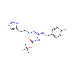 CC(C)(C)OC(=O)N/C(=N\CCCc1cnc[nH]1)NCc1ccc(I)cc1 ZINC000026736898