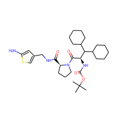 CC(C)(C)OC(=O)N[C@@H](C(=O)N1CCC[C@H]1C(=O)NCc1csc(N)c1)C(C1CCCCC1)C1CCCCC1 ZINC000100798756