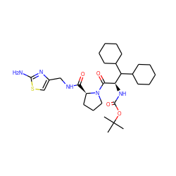 CC(C)(C)OC(=O)N[C@@H](C(=O)N1CCC[C@H]1C(=O)NCc1csc(N)n1)C(C1CCCCC1)C1CCCCC1 ZINC000027196146