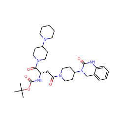 CC(C)(C)OC(=O)N[C@@H](CC(=O)N1CCC(N2Cc3ccccc3NC2=O)CC1)C(=O)N1CCC(N2CCCCC2)CC1 ZINC000084596608