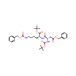 CC(C)(C)OC(=O)N[C@@H](CC(=O)OCc1ccccc1)C(=O)N[C@@H](CCCCNC(=O)OCc1ccccc1)C(=O)OC(C)(C)C ZINC000043552569