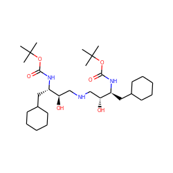 CC(C)(C)OC(=O)N[C@@H](CC1CCCCC1)[C@H](O)CNC[C@@H](O)[C@H](CC1CCCCC1)NC(=O)OC(C)(C)C ZINC000014943225