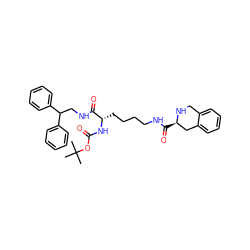 CC(C)(C)OC(=O)N[C@@H](CCCCNC(=O)[C@@H]1Cc2ccccc2CN1)C(=O)NCC(c1ccccc1)c1ccccc1 ZINC000653722828