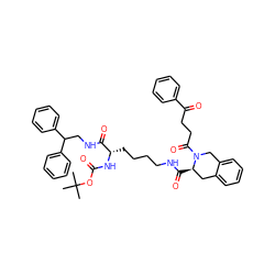 CC(C)(C)OC(=O)N[C@@H](CCCCNC(=O)[C@@H]1Cc2ccccc2CN1C(=O)CCC(=O)c1ccccc1)C(=O)NCC(c1ccccc1)c1ccccc1 ZINC000653722886