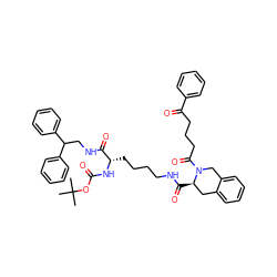 CC(C)(C)OC(=O)N[C@@H](CCCCNC(=O)[C@@H]1Cc2ccccc2CN1C(=O)CCCC(=O)c1ccccc1)C(=O)NCC(c1ccccc1)c1ccccc1 ZINC000653735480