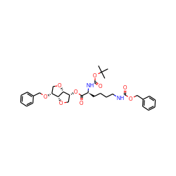 CC(C)(C)OC(=O)N[C@@H](CCCCNC(=O)OCc1ccccc1)C(=O)O[C@@H]1CO[C@@H]2[C@H](OCc3ccccc3)CO[C@H]12 ZINC000103256433