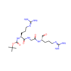 CC(C)(C)OC(=O)N[C@@H](CCCN=C(N)N)C(=O)NCC(=O)N[C@H](C=O)CCCN=C(N)N ZINC000029346216