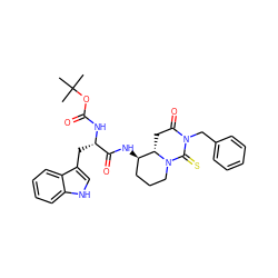 CC(C)(C)OC(=O)N[C@@H](Cc1c[nH]c2ccccc12)C(=O)N[C@@H]1CCCN2C(=S)N(Cc3ccccc3)C(=O)C[C@@H]12 ZINC000027429047