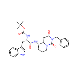 CC(C)(C)OC(=O)N[C@@H](Cc1c[nH]c2ccccc12)C(=O)N[C@H]1CCCN2C(=O)N(Cc3ccccc3)C(=O)C[C@@H]12 ZINC000001545736