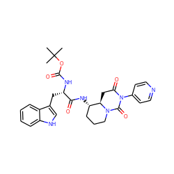 CC(C)(C)OC(=O)N[C@@H](Cc1c[nH]c2ccccc12)C(=O)N[C@H]1CCCN2C(=O)N(c3ccncc3)C(=O)C[C@H]12 ZINC000026296161