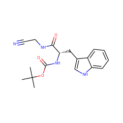 CC(C)(C)OC(=O)N[C@@H](Cc1c[nH]c2ccccc12)C(=O)NCC#N ZINC000013676585