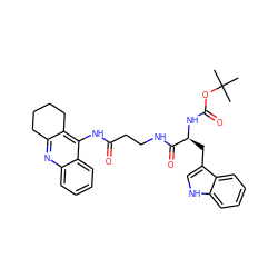 CC(C)(C)OC(=O)N[C@@H](Cc1c[nH]c2ccccc12)C(=O)NCCC(=O)Nc1c2c(nc3ccccc13)CCCC2 ZINC000042835038