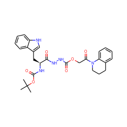 CC(C)(C)OC(=O)N[C@@H](Cc1c[nH]c2ccccc12)C(=O)NNC(=O)OCC(=O)N1CCCc2ccccc21 ZINC000029049702