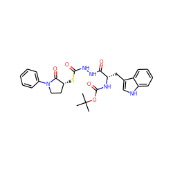 CC(C)(C)OC(=O)N[C@@H](Cc1c[nH]c2ccccc12)C(=O)NNC(=O)S[C@@H]1CCN(c2ccccc2)C1=O ZINC000029050052