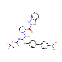 CC(C)(C)OC(=O)N[C@@H](Cc1ccc(-c2ccc(C(=O)O)cc2)cc1)C(=O)N1CCC[C@H]1C(=O)c1nc2ccccc2[nH]1 ZINC000064548581