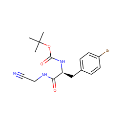 CC(C)(C)OC(=O)N[C@@H](Cc1ccc(Br)cc1)C(=O)NCC#N ZINC000013676579