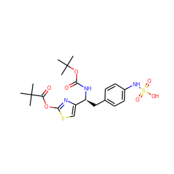 CC(C)(C)OC(=O)N[C@@H](Cc1ccc(NS(=O)(=O)O)cc1)c1csc(OC(=O)C(C)(C)C)n1 ZINC000113898097