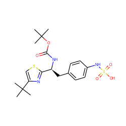 CC(C)(C)OC(=O)N[C@@H](Cc1ccc(NS(=O)(=O)O)cc1)c1nc(C(C)(C)C)cs1 ZINC000114391221