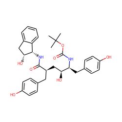 CC(C)(C)OC(=O)N[C@@H](Cc1ccc(O)cc1)[C@@H](O)C[C@@H](Cc1ccc(O)cc1)C(=O)N[C@H]1c2ccccc2C[C@H]1O ZINC000014943218
