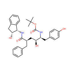 CC(C)(C)OC(=O)N[C@@H](Cc1ccc(O)cc1)[C@@H](O)C[C@@H](Cc1ccccc1)C(=O)N[C@H]1c2ccccc2C[C@H]1O ZINC000014943217