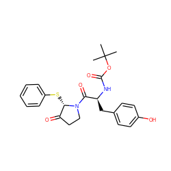 CC(C)(C)OC(=O)N[C@@H](Cc1ccc(O)cc1)C(=O)N1CCC(=O)[C@@H]1Sc1ccccc1 ZINC000026164136