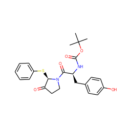 CC(C)(C)OC(=O)N[C@@H](Cc1ccc(O)cc1)C(=O)N1CCC(=O)[C@H]1Sc1ccccc1 ZINC000026160811