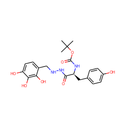 CC(C)(C)OC(=O)N[C@@H](Cc1ccc(O)cc1)C(=O)NNCc1ccc(O)c(O)c1O ZINC001772605864