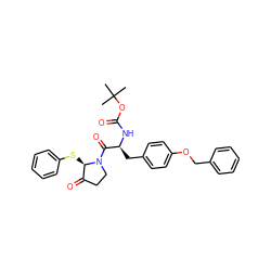 CC(C)(C)OC(=O)N[C@@H](Cc1ccc(OCc2ccccc2)cc1)C(=O)N1CCC(=O)[C@H]1Sc1ccccc1 ZINC000026147968